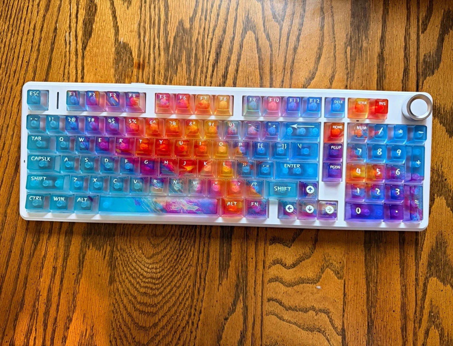 AULA F99 Pro Wireless Mechanical Keyboard RGB White Custom Clear Rainbow Keycaps
