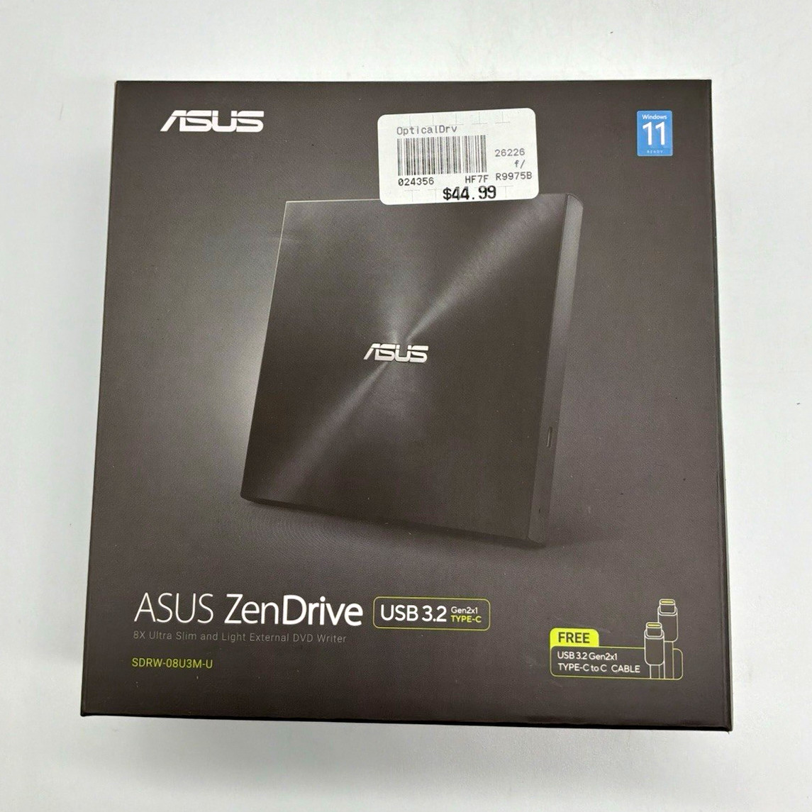 ASUS ZenDrive SDRW-08U3M-U USB 3.2 Type-C External DVD Writer 8x Black