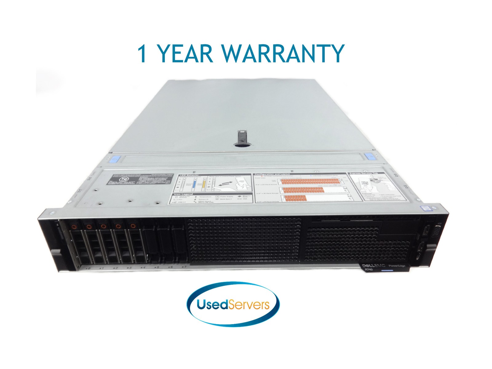 Poweredge R740 8SFF TPM 2.0 2x Gold 5118 2.3GHZ=24Cores NO RAM 5x HD TRAY H730P