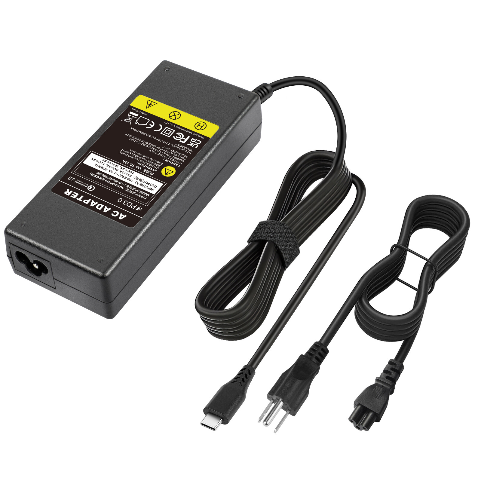 Universal USB-C Type-C AC Adapter Power PD Laptop Wall Charger Cable Cord 90W 