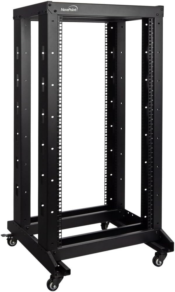 4ft Open Frame 19 Inch 22U 4-Post Network Server Relay Rack Rolling
