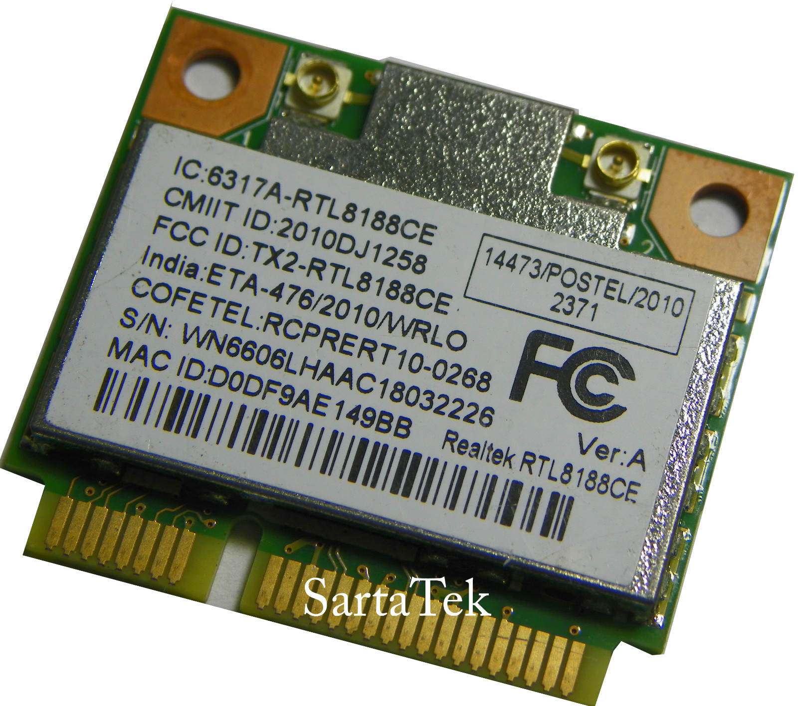 Realtek RTL8188CE 802.11b/g/n Wireless Half Mini Card OEM Lite-On WN6606LH