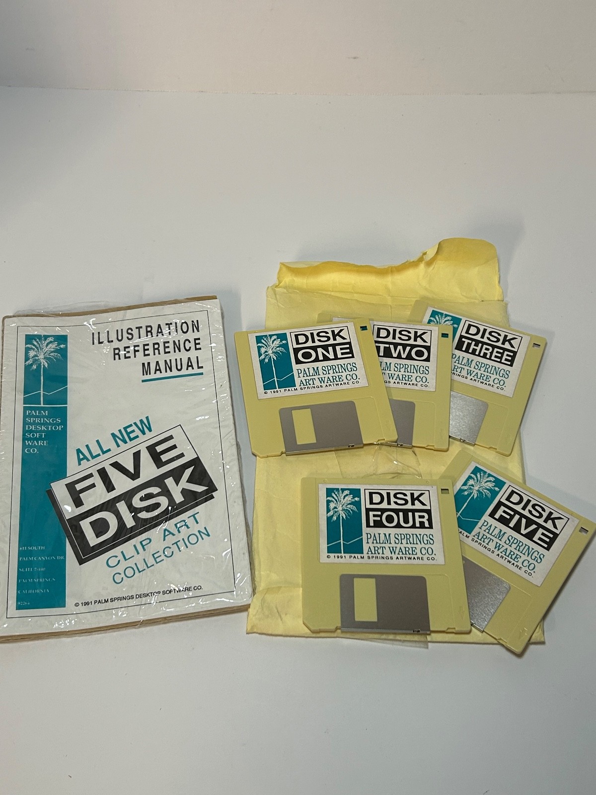 Palm Springs Software Co Five Disk Clip Art Collection 1991 3.5" Disks