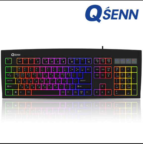 QSENN SEM-DT35 LED Gaming Keyboard 7 Colors 8 Modes Korean English Layout