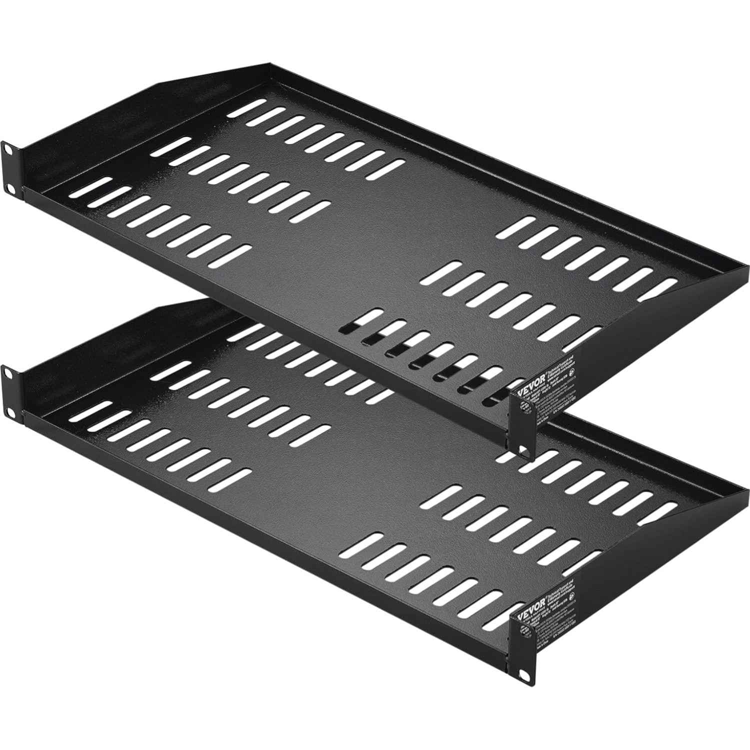 2 Pack 1U Server Rack Shelf - Carbon Steel, 50 lbs Capacity, Easy Setup, Vented