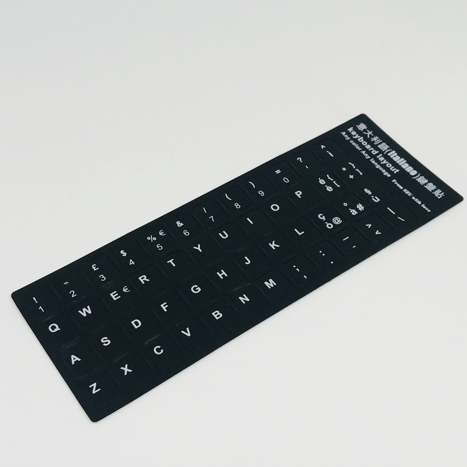 Italian Keyboard Stickers — WHITE on BLACK — Sticker Laptop Key Italiano Italy