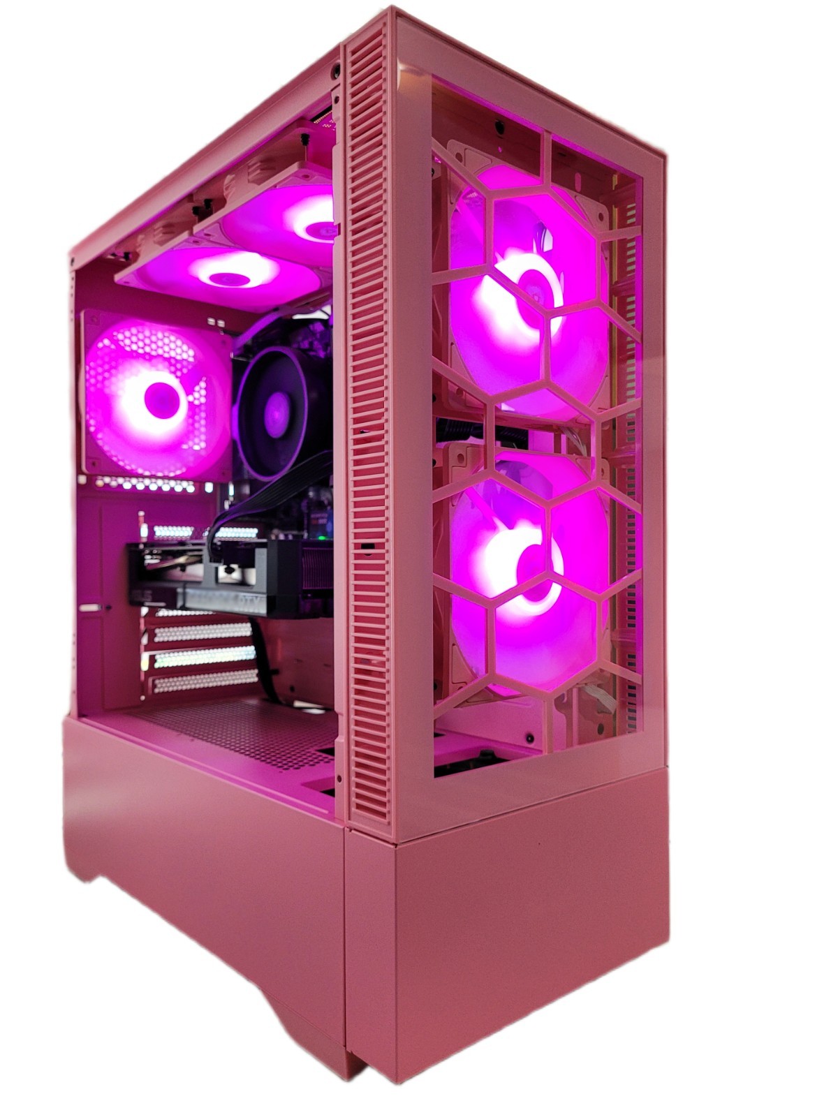 Fast Pink Gaming PC Prebuilt Nvidia RTX Graphics + AMD RYZEN Windows 11 PRO RGB