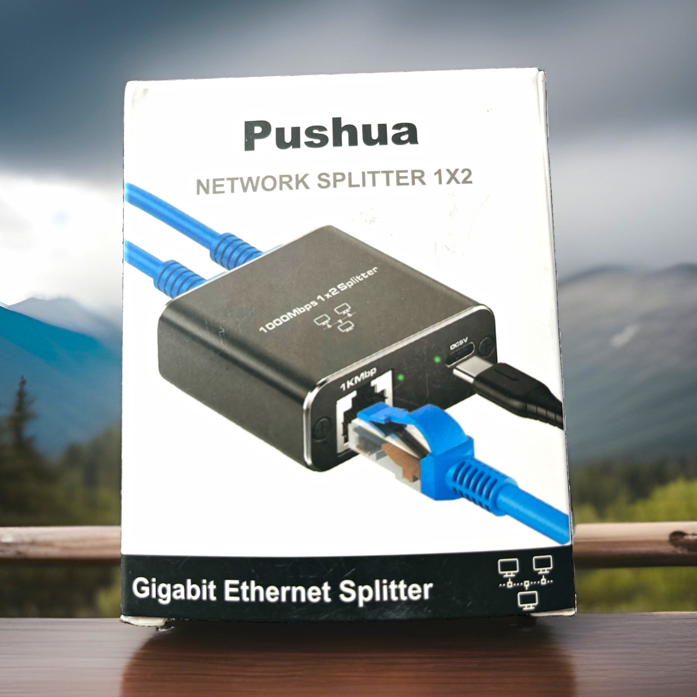 Pushua Gigabit Ethernet Splitter 1x2 RJ45 to RJ45 Black Universal X004I350UL