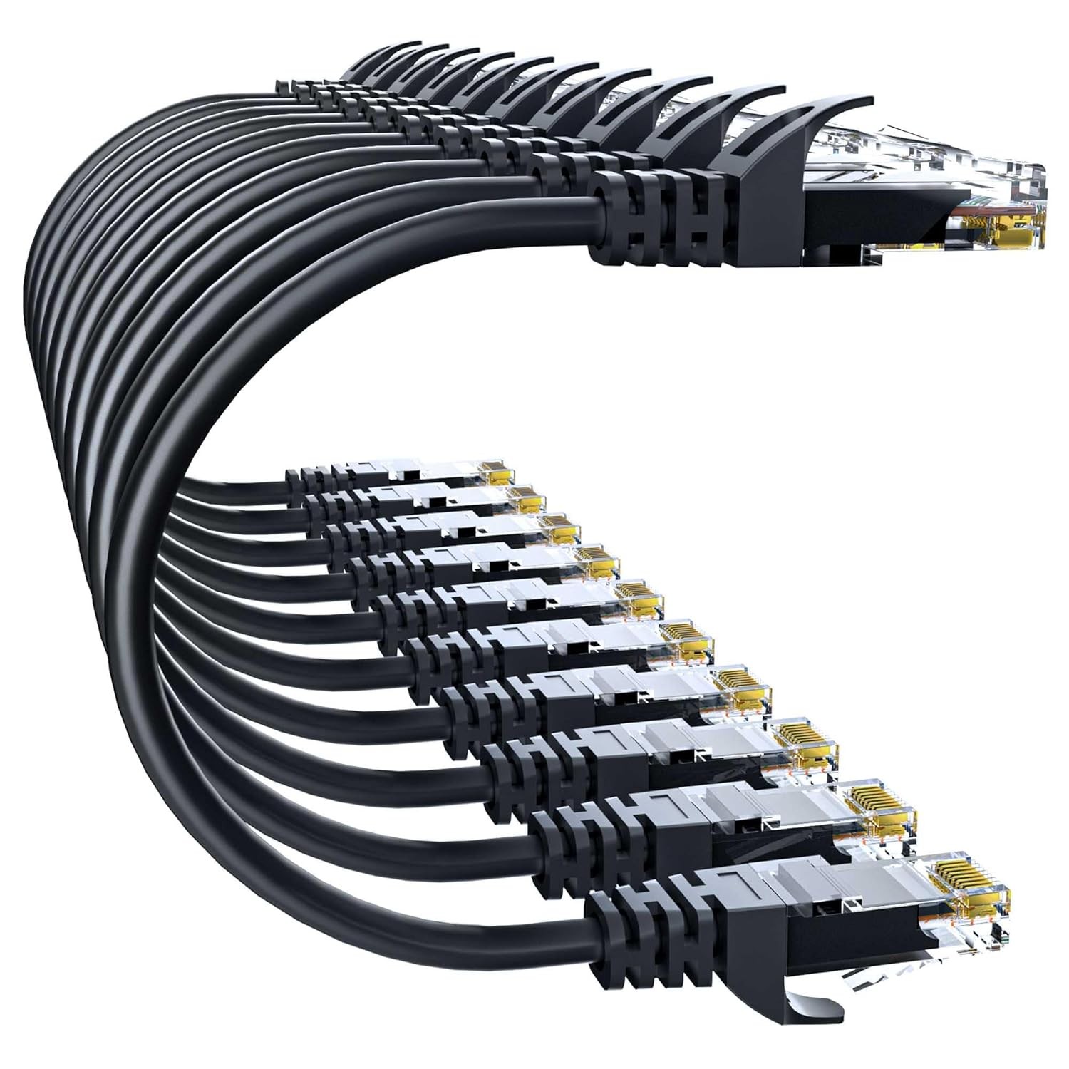 Cat 6 Ethernet Cable 2FT 10Pack, Cat6 Patch 10Gbps, 2FT, Black 