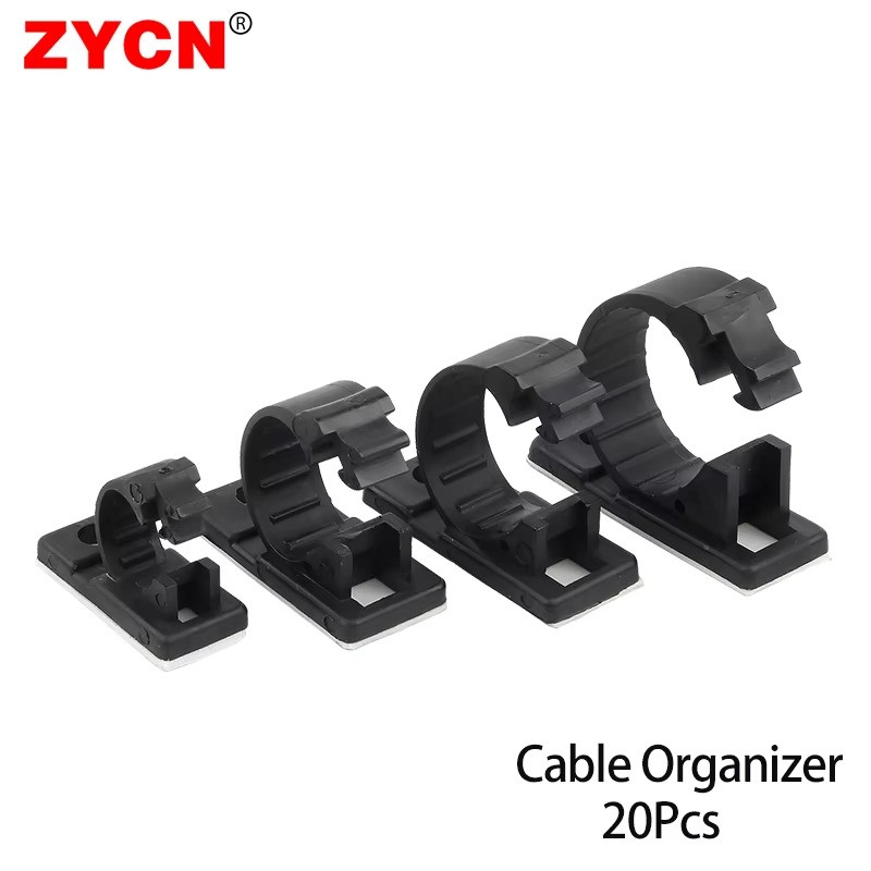 20PCS Self Adhesive Cable Clips Wire Organizer USB Cord Holder Desktop Black