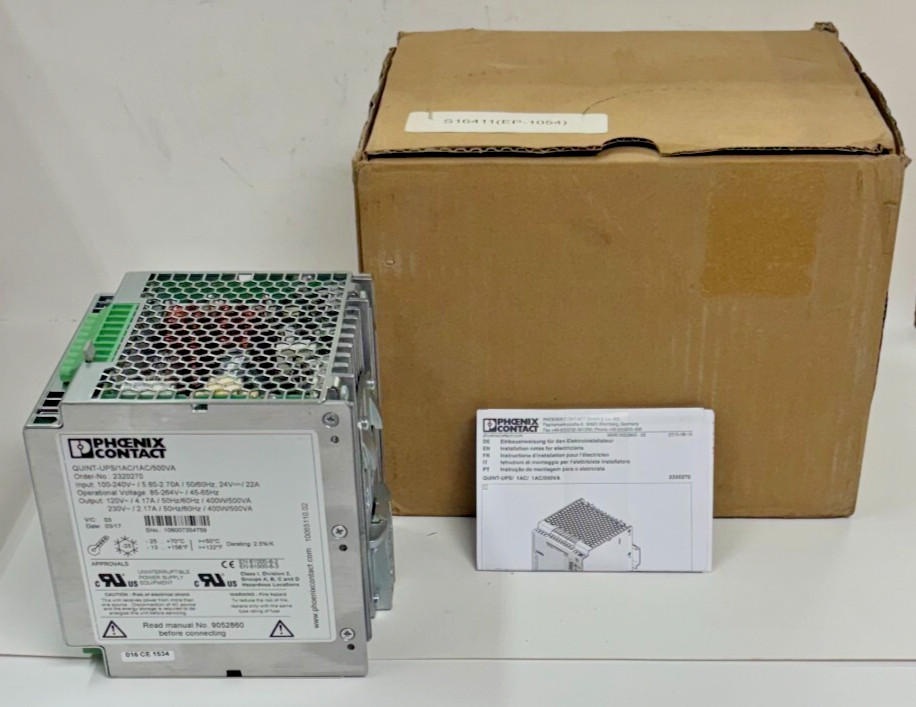 PHOENIX CONTACT UNINTERRUPTIBLE POWER SUPPLY 1AC 500VA 2320270 INPUT 100-240v