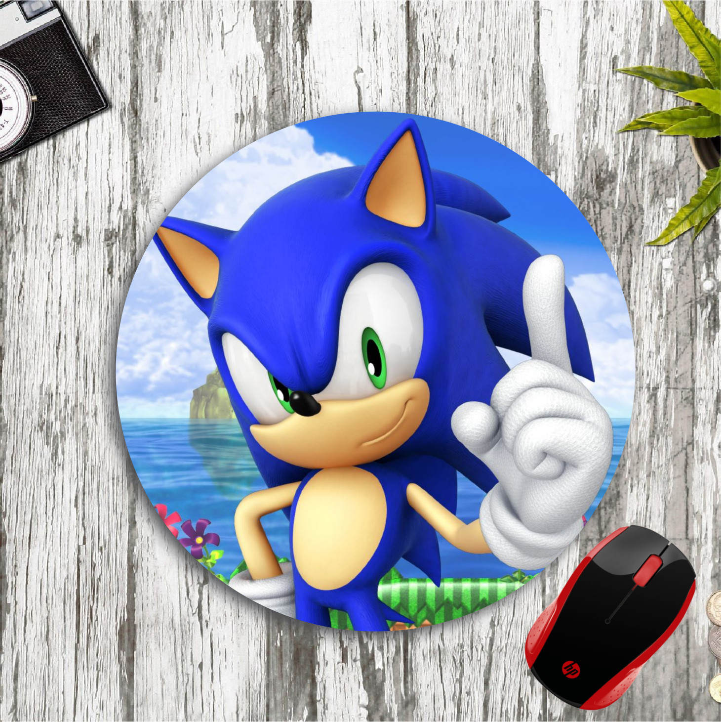 SONIC THE HEDGEHOG BLUE ROUND NEOPRENE GAMING MOUSE PAD MAT HOME SCHOOL OFFICE