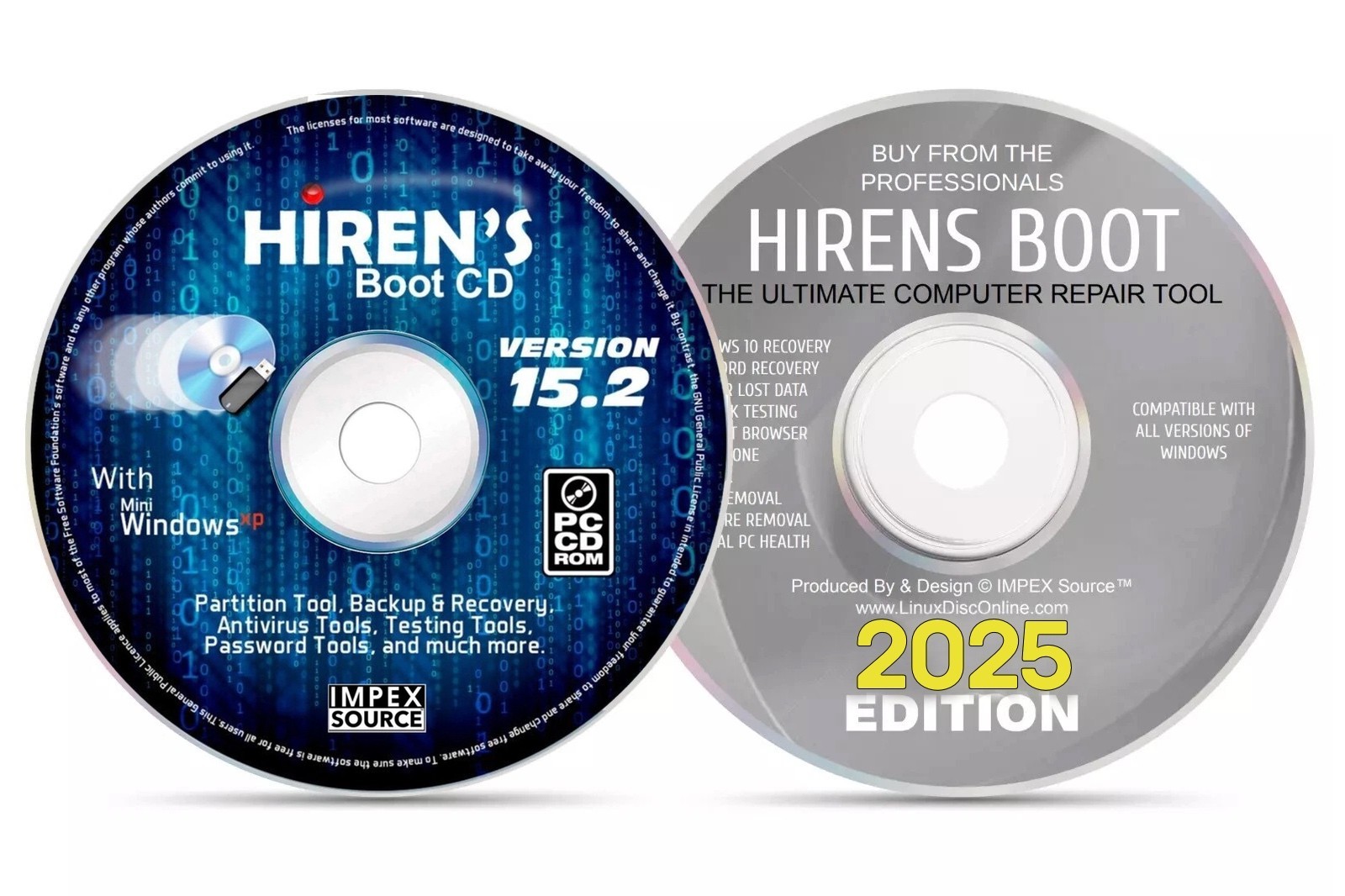 Hiren's Boot CD 2 DVD Set PC Tech Utility Toolkit For PC Diagnostics Repair MORE
