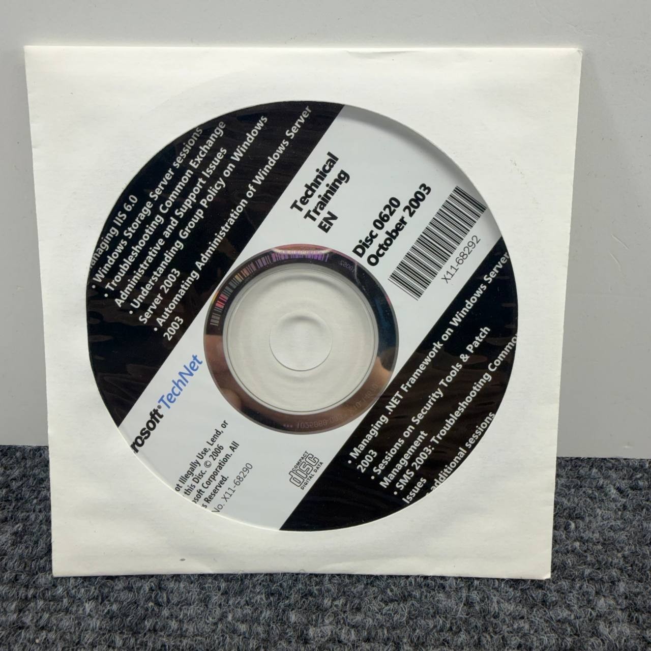 Microsoft TechNet Technical Training Disc 0620 October 2003 CD-ROM