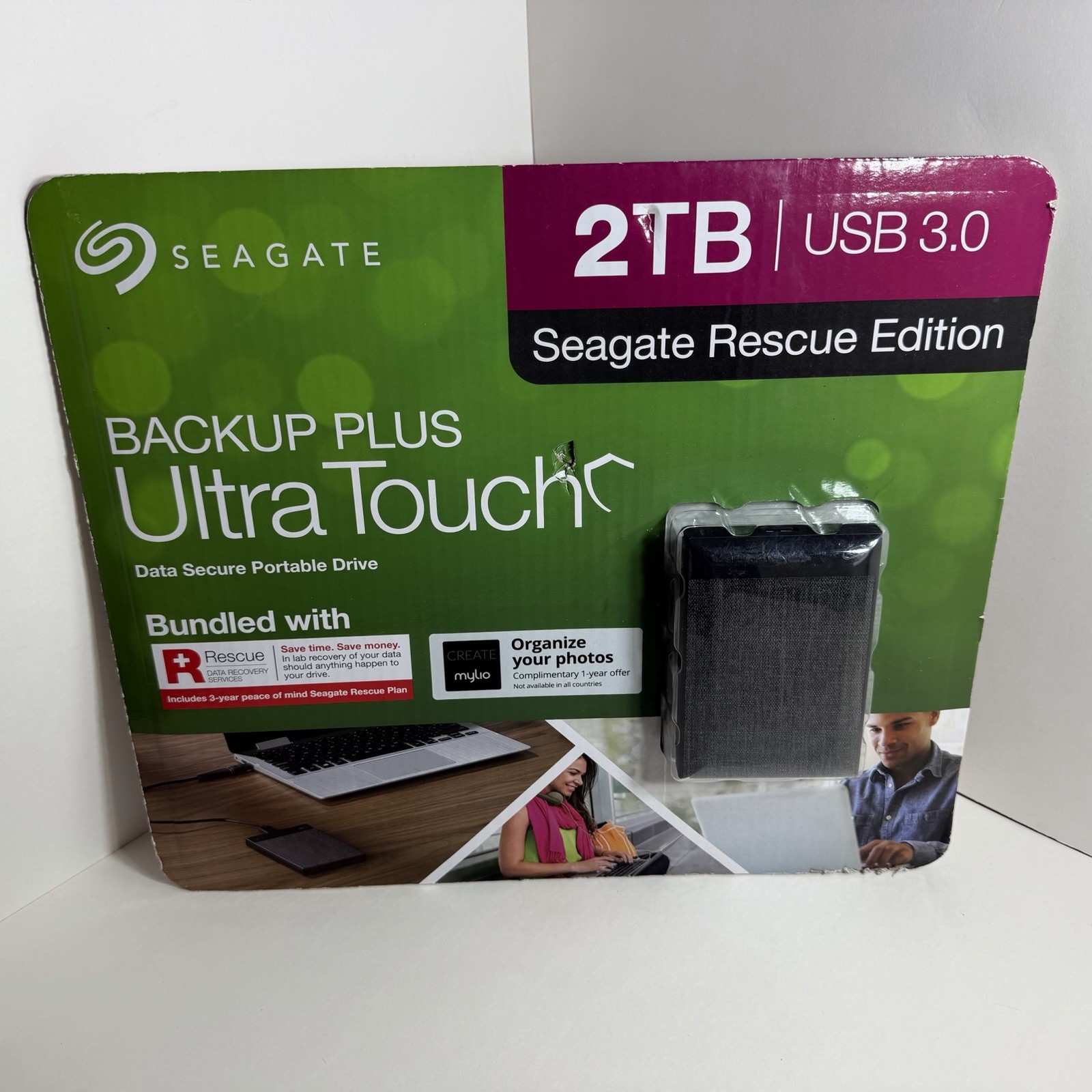 Seagate Backup Plus Ultra Touch Portable HD Drive 2TB Rescue Edition USB 3.0 NIB