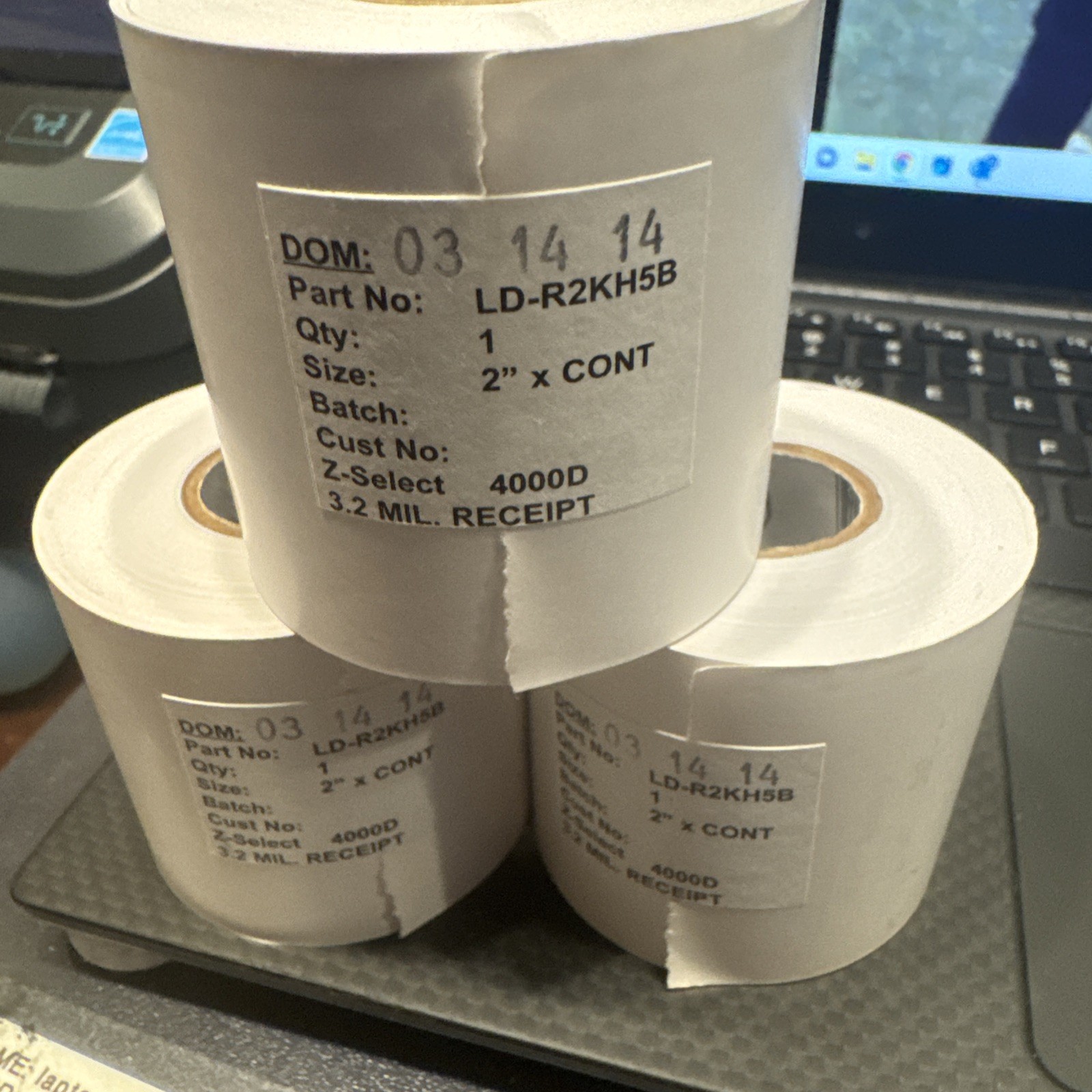 Zebra Labels 2" x 81 CONT Z-Select 4000D 3.2 Mil Genuine LD-R2KH5B - 36 Rolls