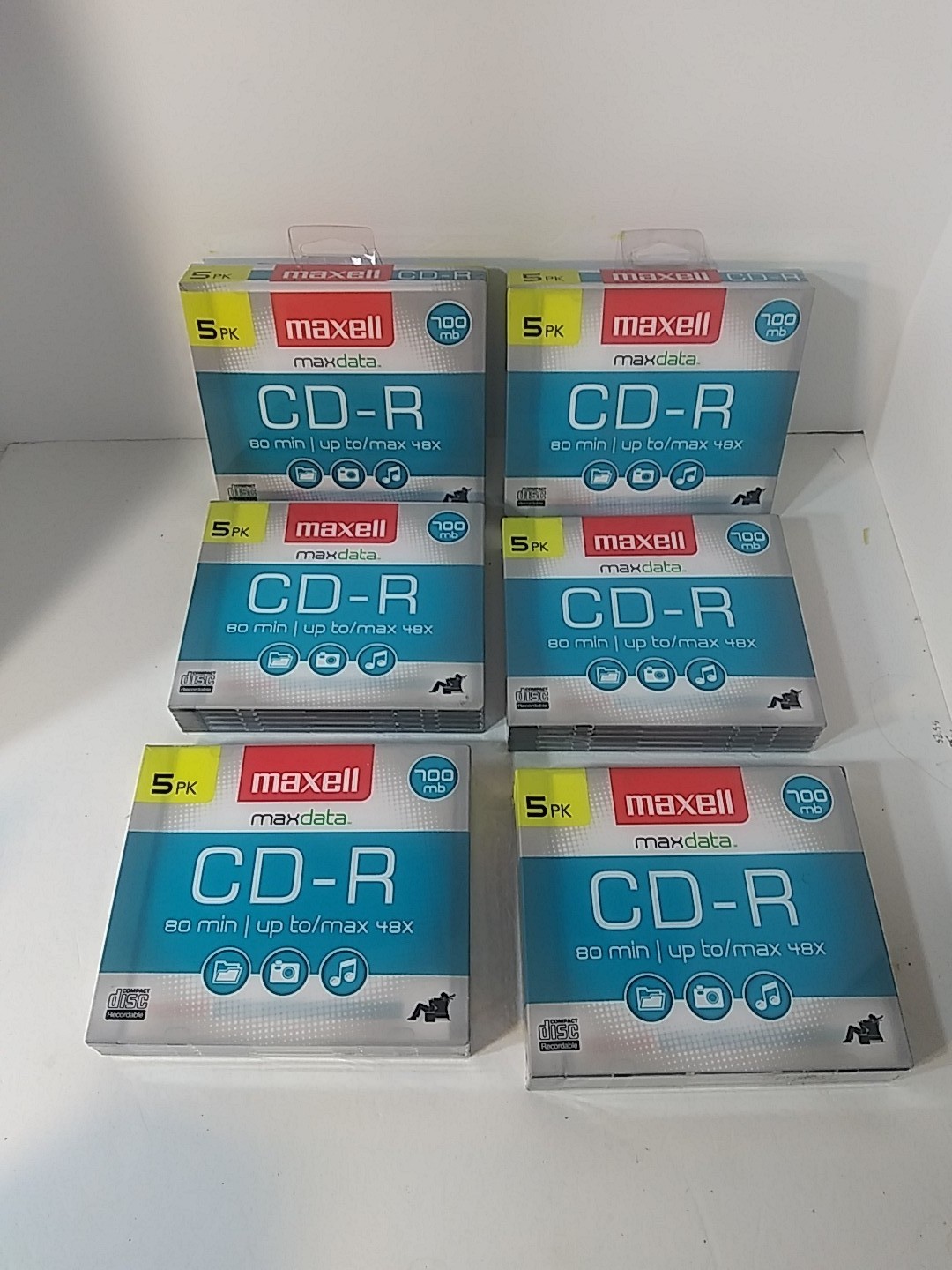 Maxell 5-Pack Blank CD-R MaxData 80 Min 48X 700MB 6x Sealed