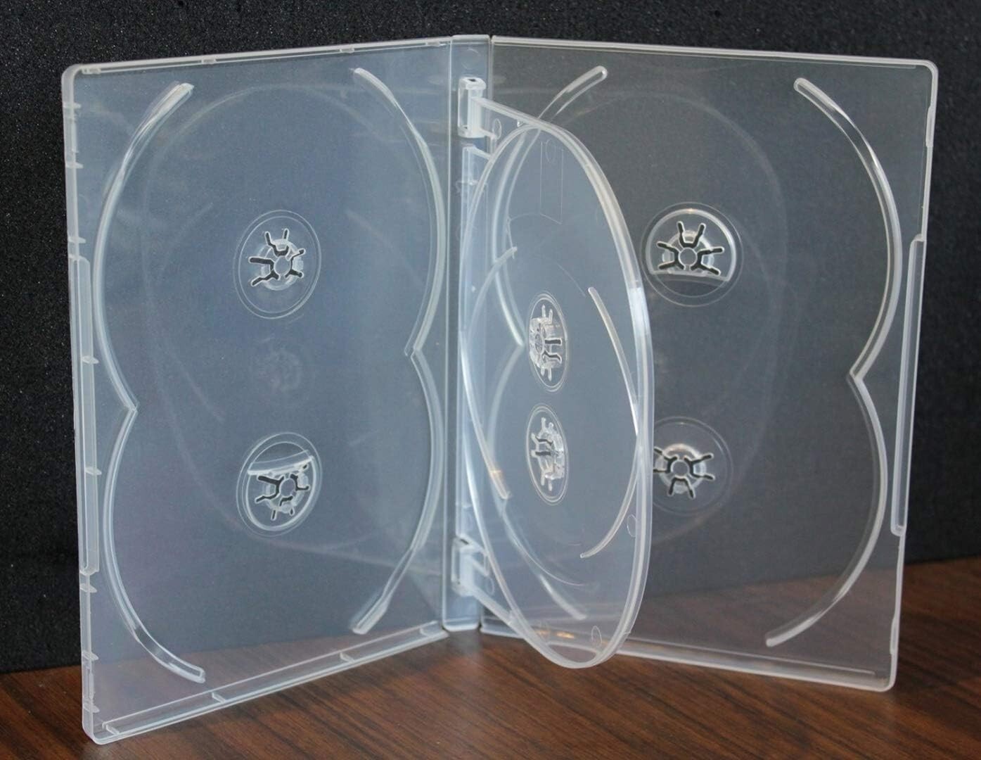 MegaDisc New 1 Clear 14mm DVD Replacement case Hold 6 Discs Overlap W Flap Tray