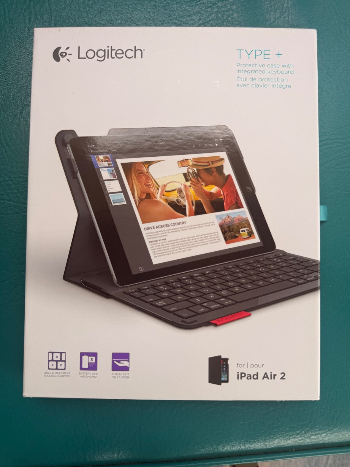 NEW Logitech TYPE+ Protective Case with Integrated Keyboard for iPad Air 2 RED