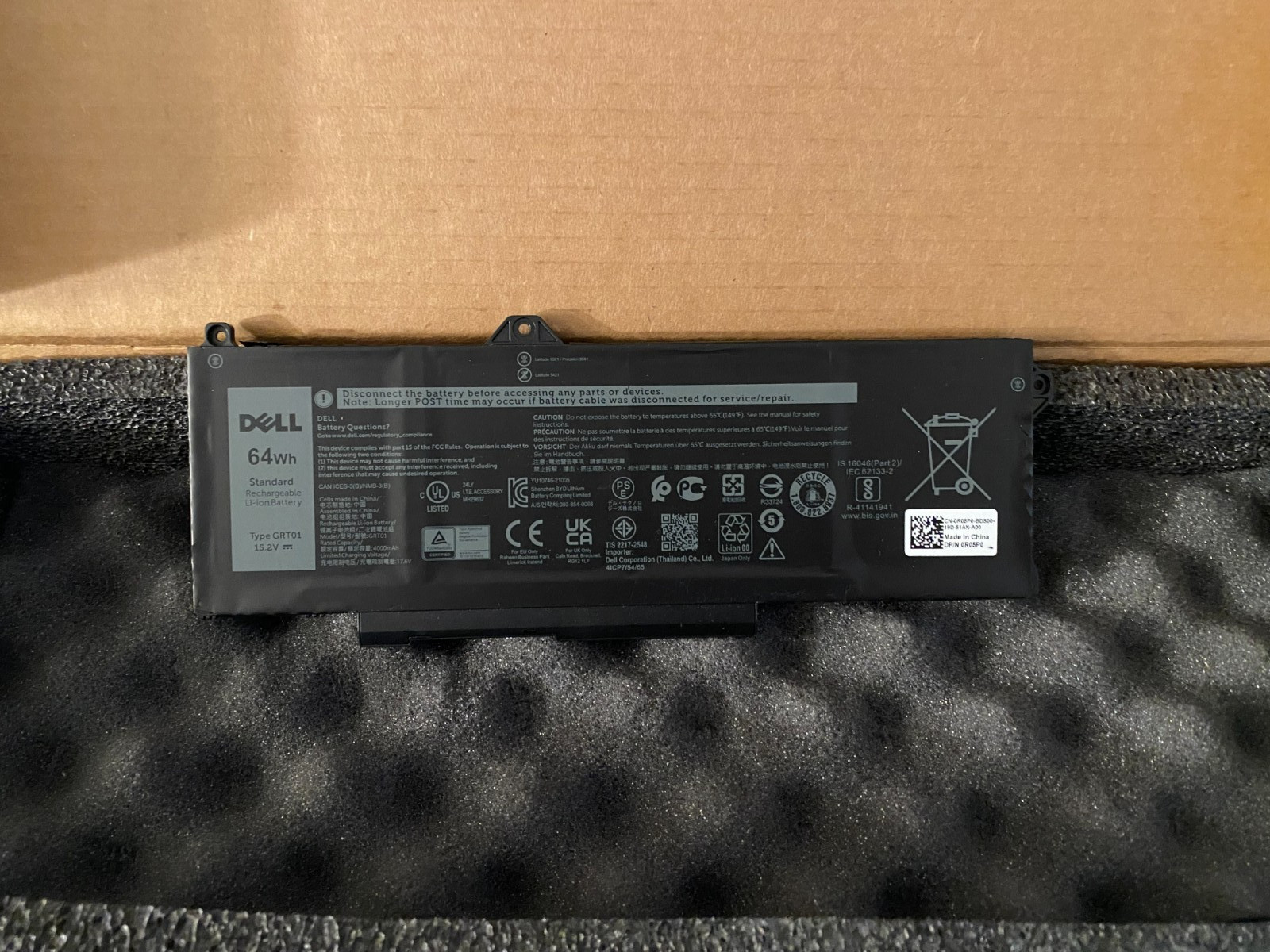 New Geniune Dell GRT01 R05P0 15.2V 64Wh 4Cell Battery Precision 15 3571 3581 m17