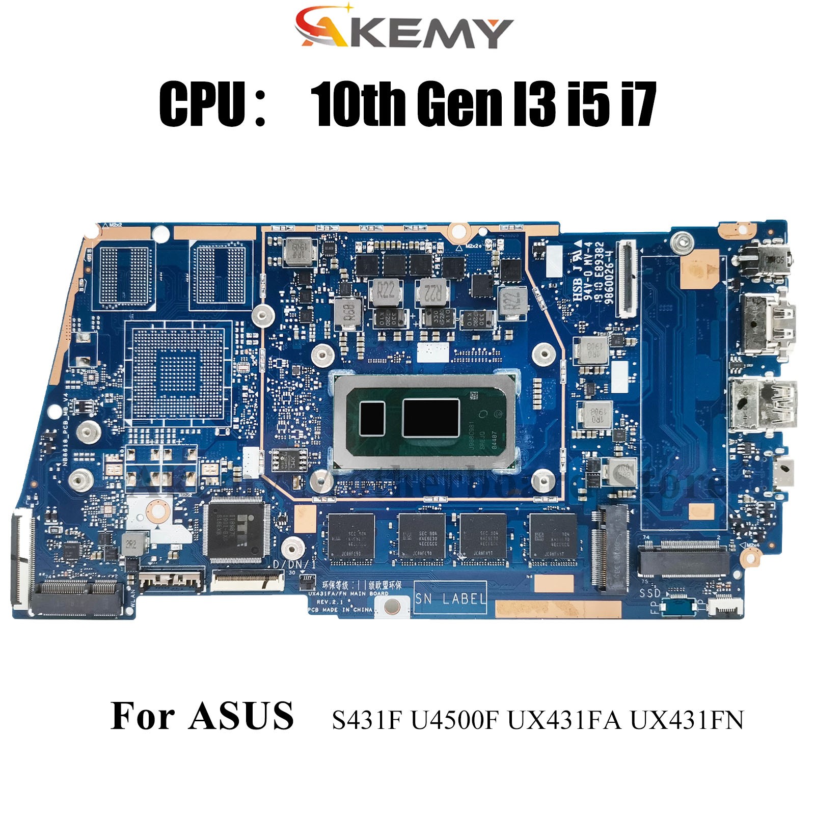 UX431FA Motherboard For ASUS X431F S431F UX431FN S4500F U4500F Mainboard W/CPU