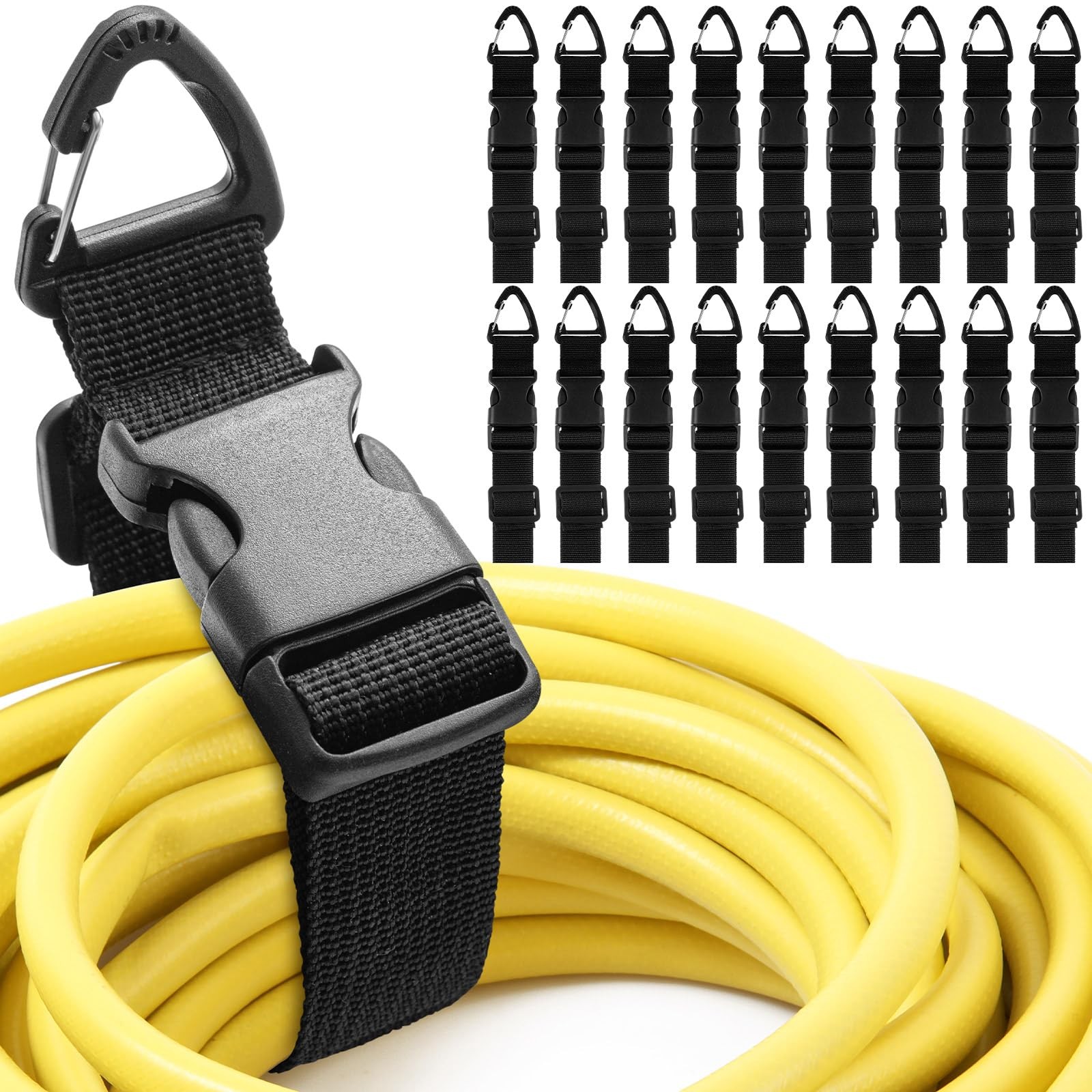 18 Pack Adjustable Extension Cord Holder Straps,Black