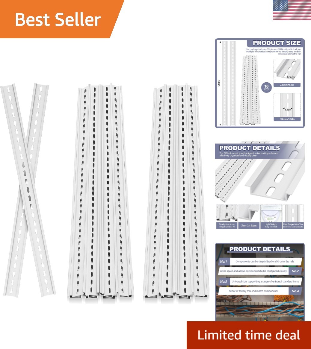 10 Pcs Aluminum DIN Mounting Rails for Electronic Components 39 inch Silver