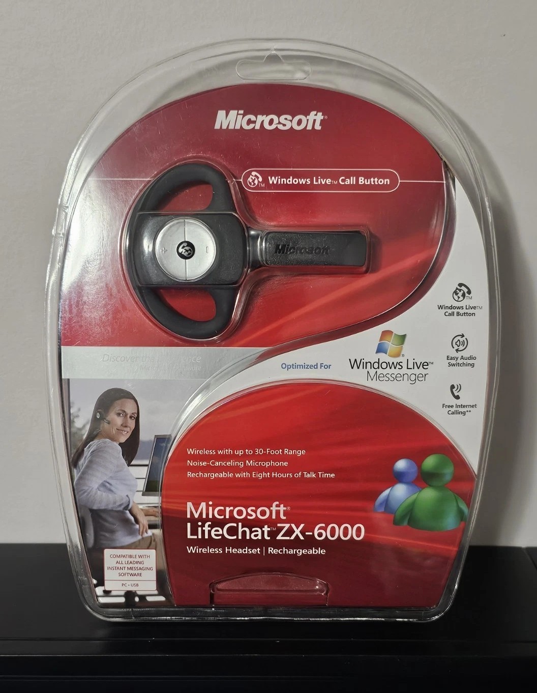 SEALED Microsoft LifeChat ZX-6000 Wireless PC Headset Rechargable NEW Vintage 