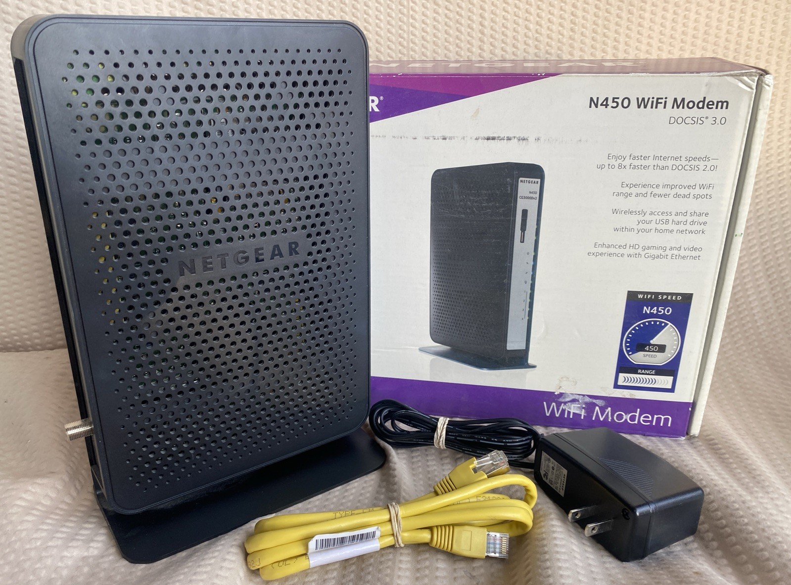 Netgear CG3000Dv2 N450 DOCSIS 3.0 Modem Wireless Router - Tested & Working