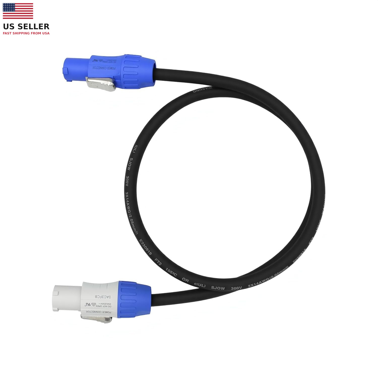 Toronce Seetronic SAC3FCA to SAC3FCB Hand-Built Powercon Cable AC 14 AWG Power