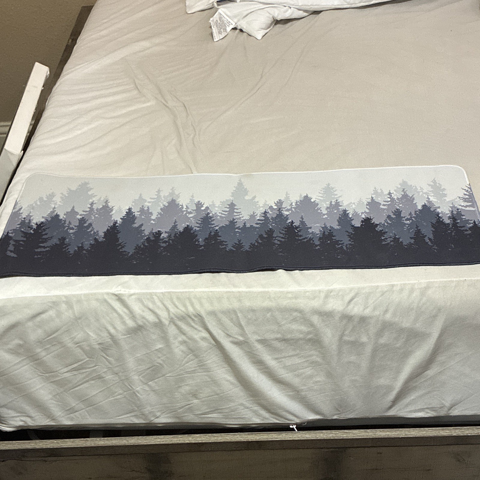 Gray & White Forest Trees Patterned Extended Computer Desk Mat