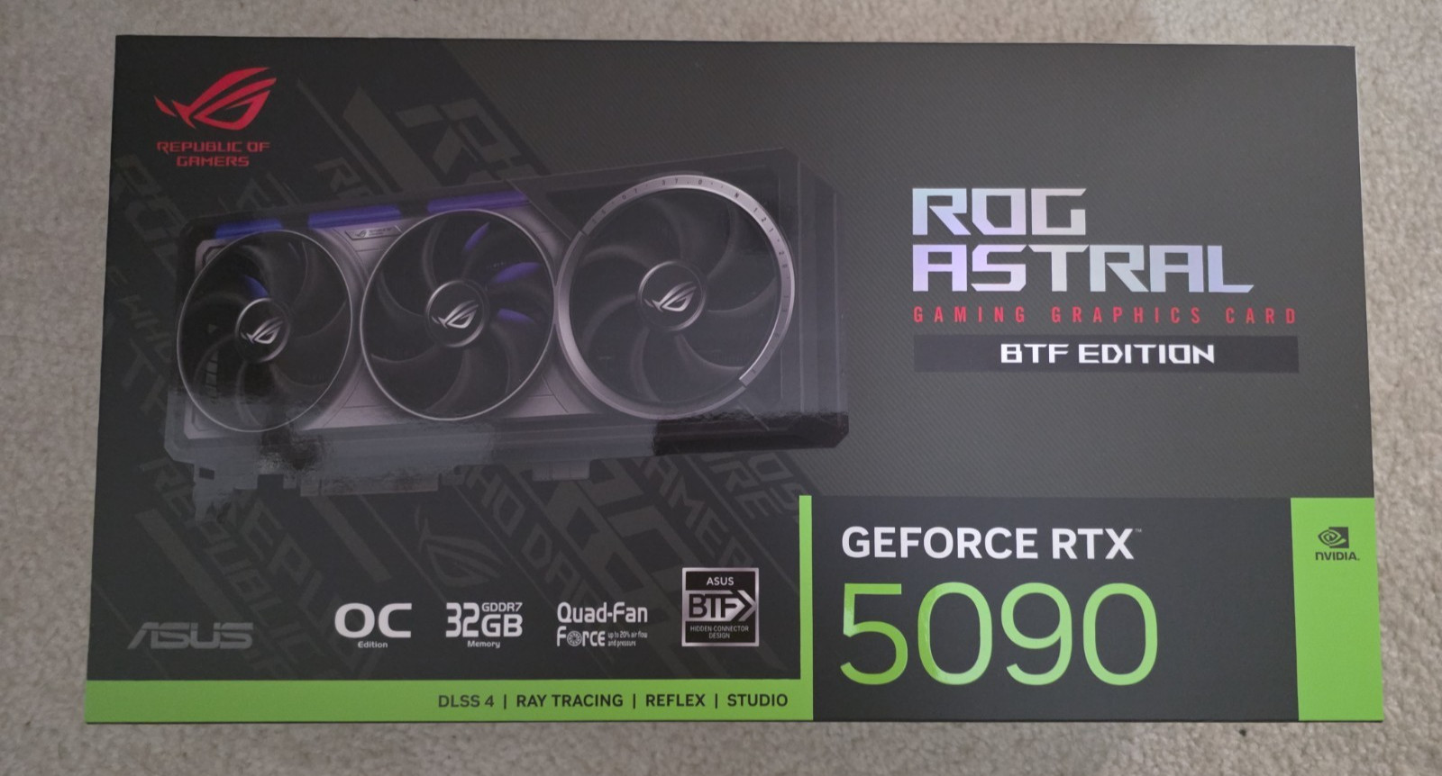 ASUS ROG Astral GeForce RTX 5090 OC 32GB GDDR7 BTF GPU - New, Sealed, In Hand