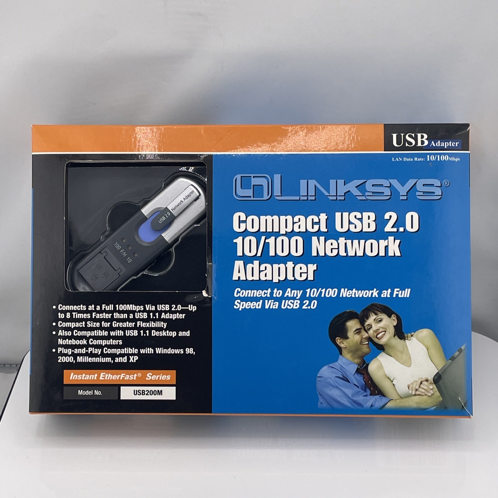 Linksys USB200M Compact USB 2.0 10/100 Wired Ethernet Network Adapter Open Box