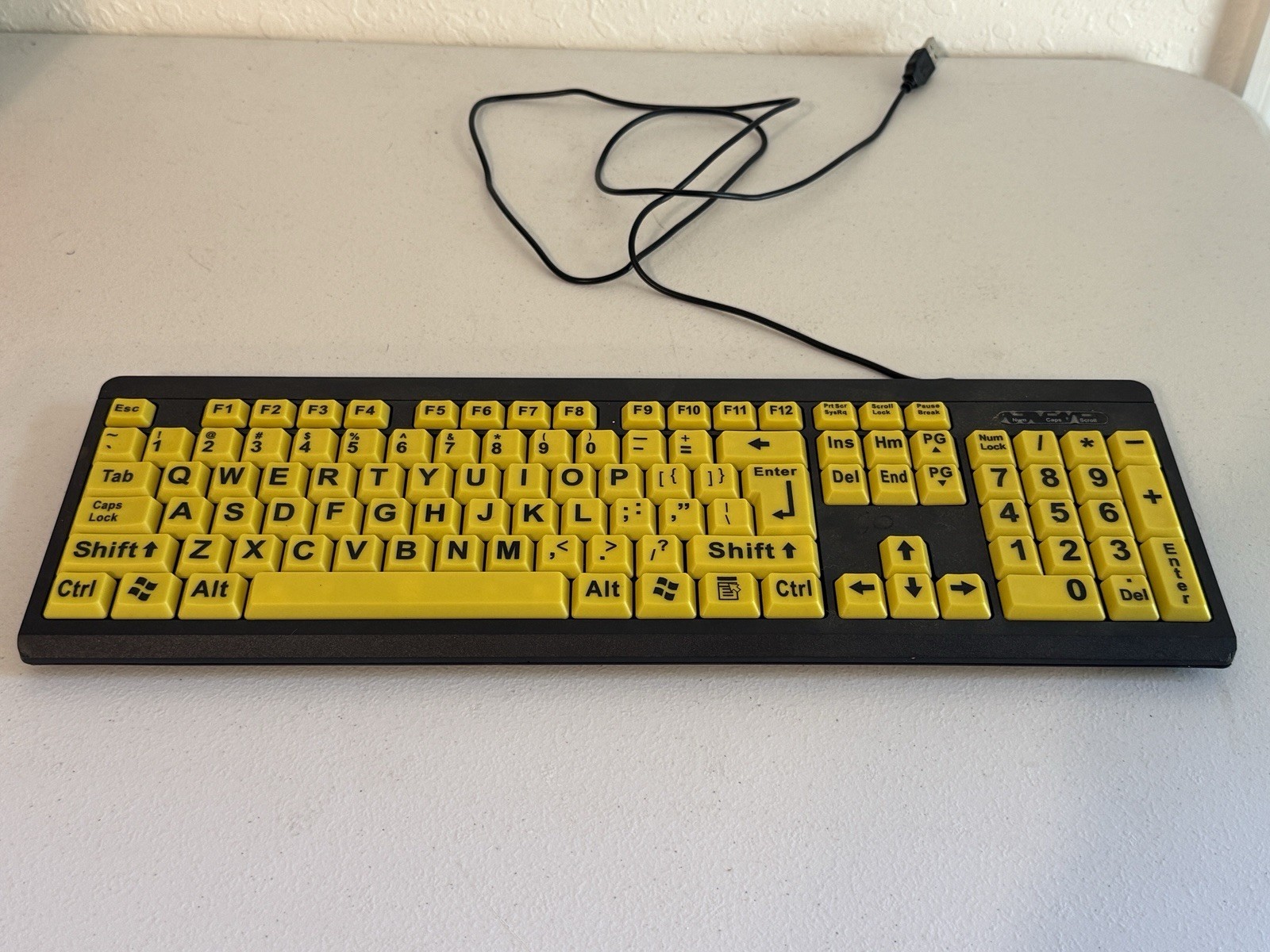 EZ Eyes Keyboard Big Bright Easy To See Type Yellow Large Print Big Letters Keys