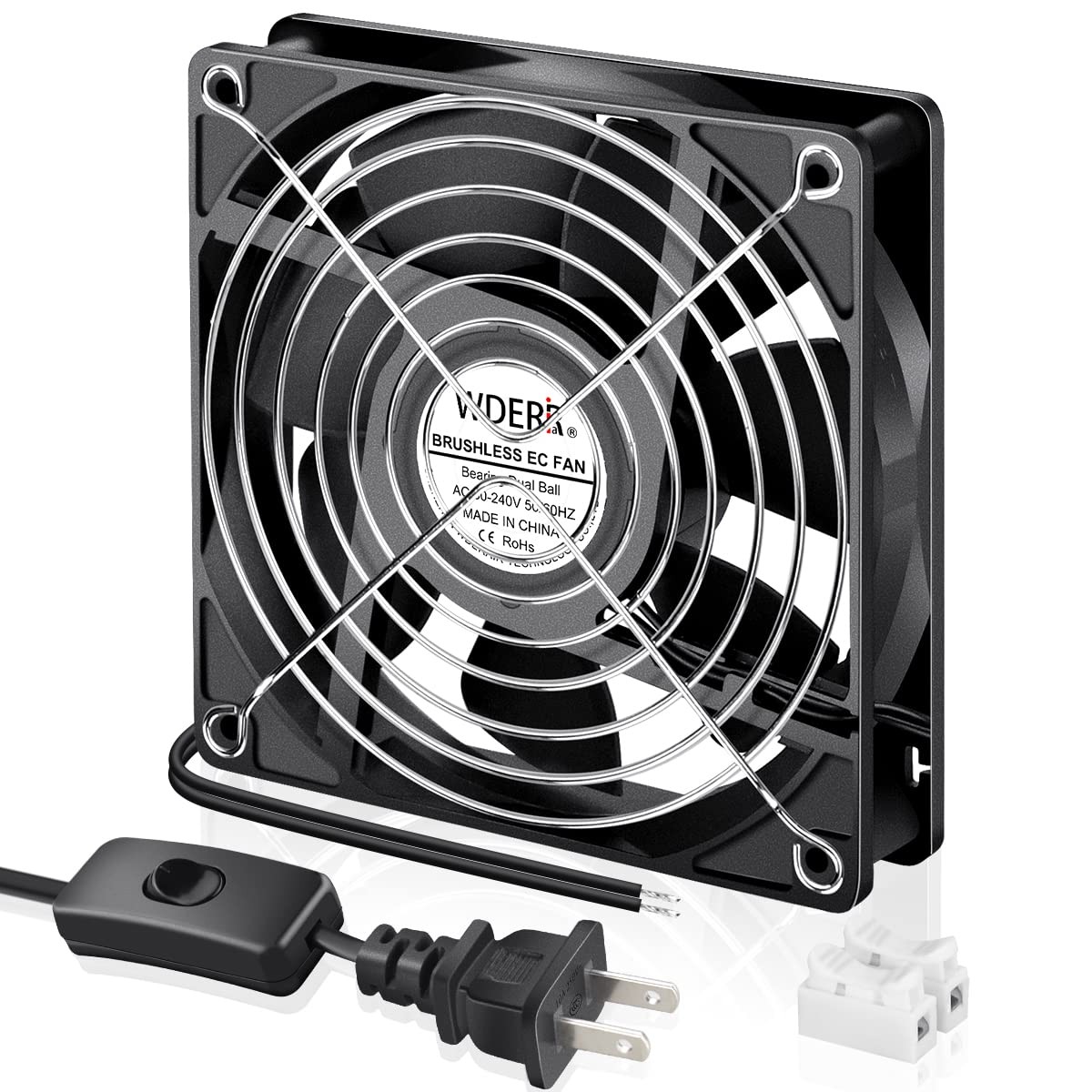 WDERAIR Small 120mm x 25mm EC 4 Inch Brushless Cooling Fan with AC Plug 110V ...
