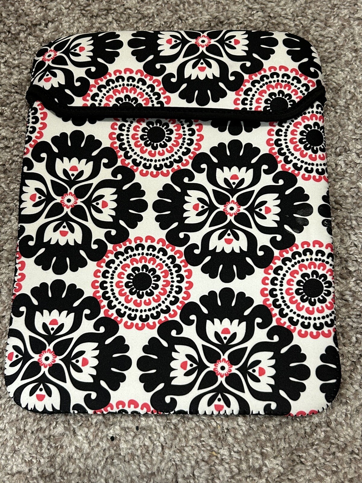 31 Thirty One Bags Tote Tablet Ipad Kindle Nook Case Black White Pink Print 
