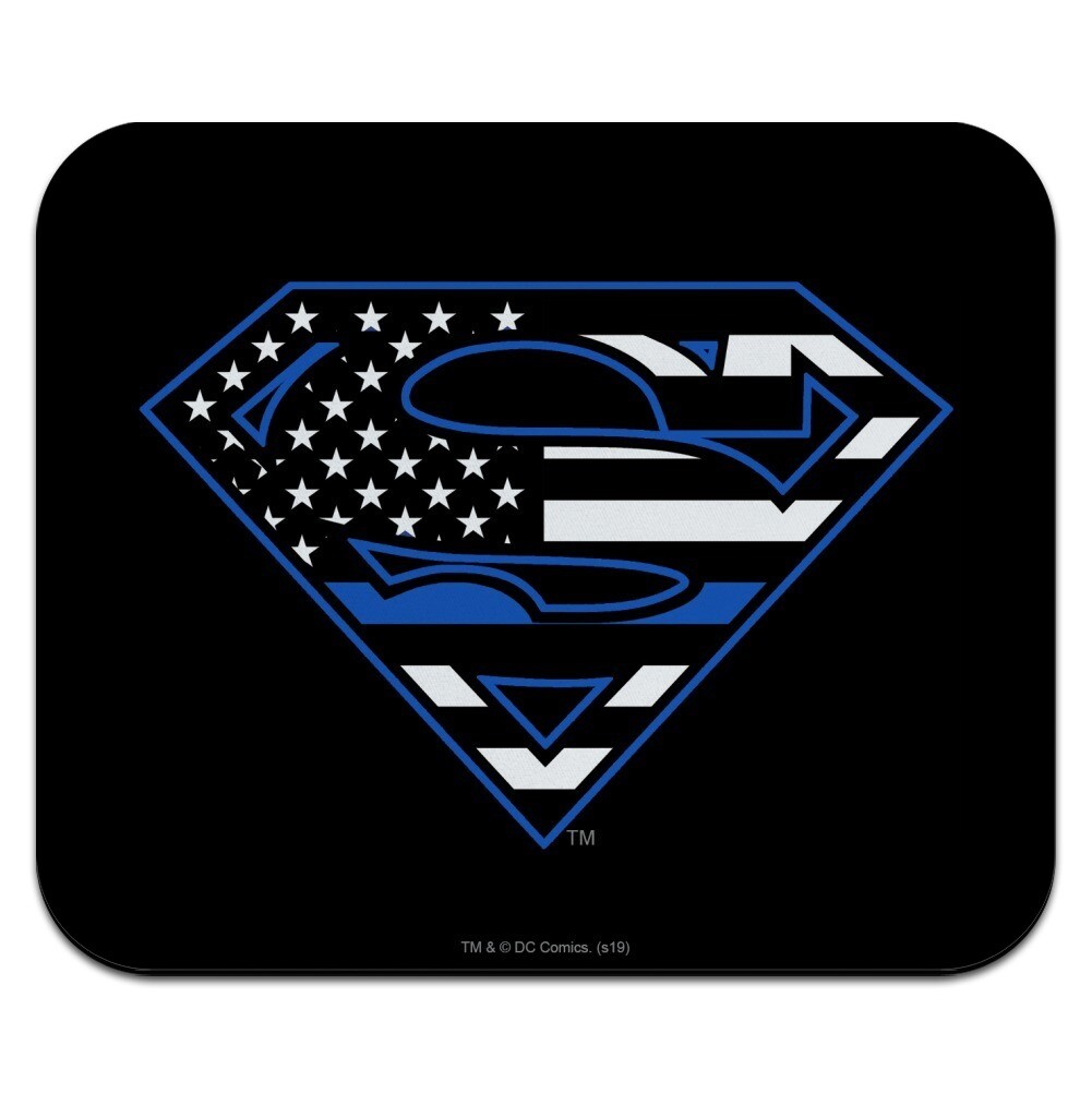 Superman Thin Blue Line Flag Shield Logo Low Profile Thin Mouse Pad Mousepad