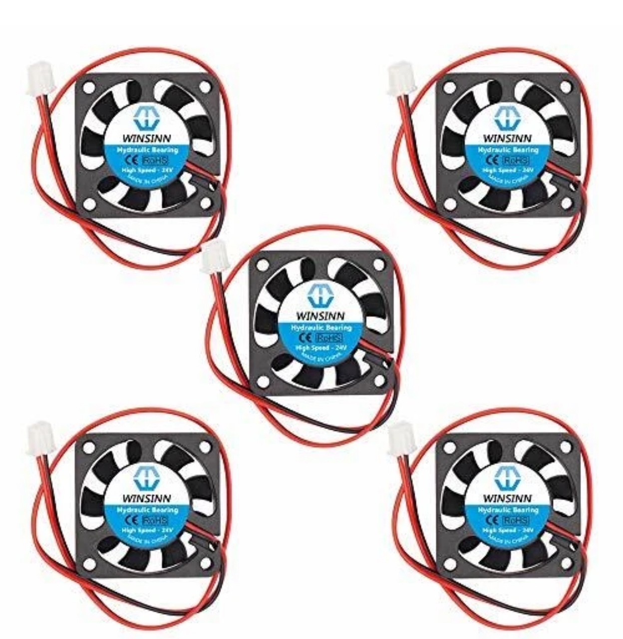 WINSINN 40mm 5V Fan - Dual Ball Bearing 5000 RPM 4010 Cooling Fan (Pack of 5)