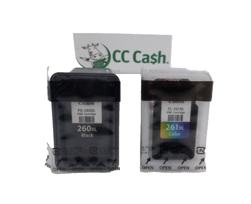 Genuine OEM Canon PG-260XL Black + CL-261XL Color Ink Bulk Packaging  