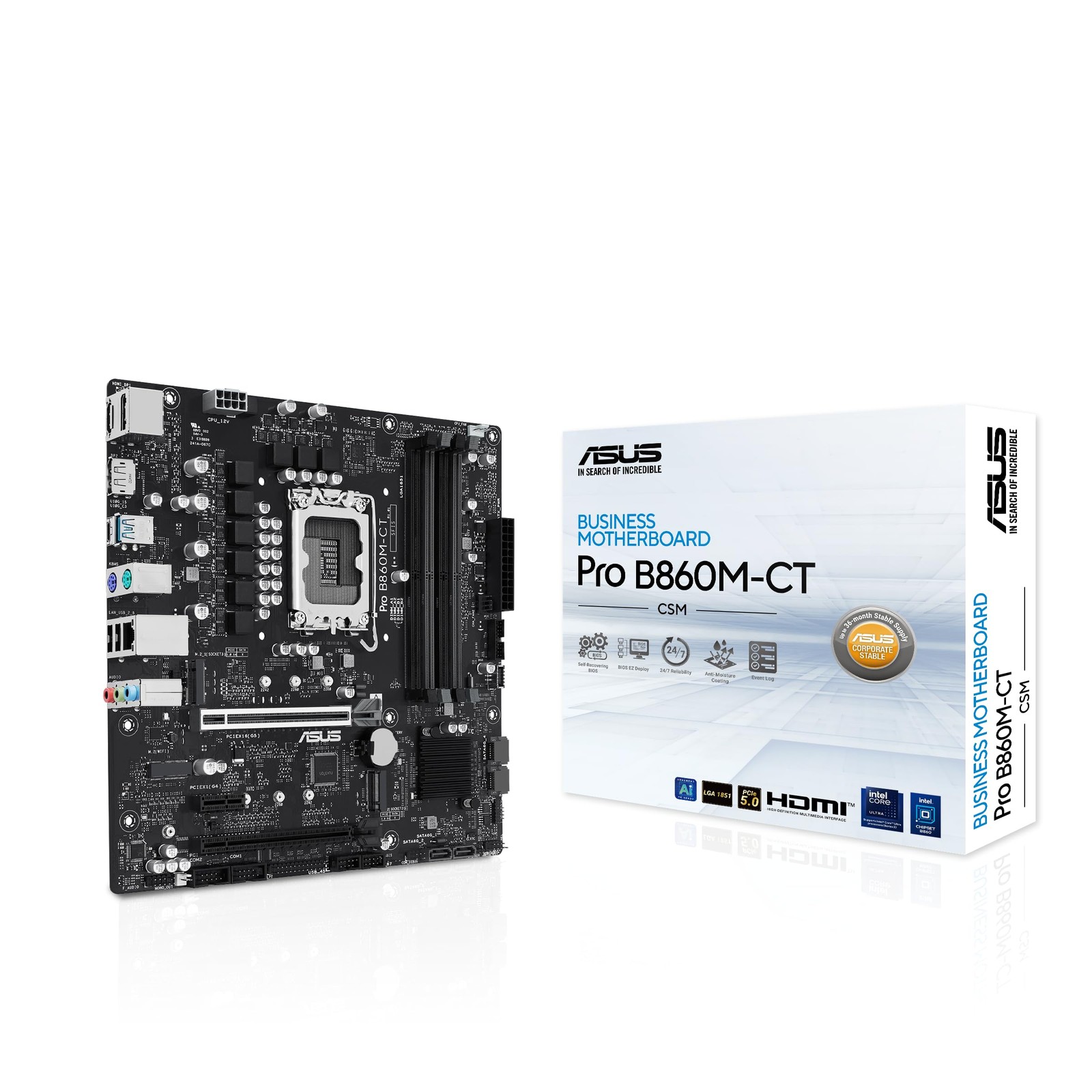 ASUS PRO B860M-CT-CSM Intel® B860 (LGA 1851) mATX Motherboard, PCIe BLACK