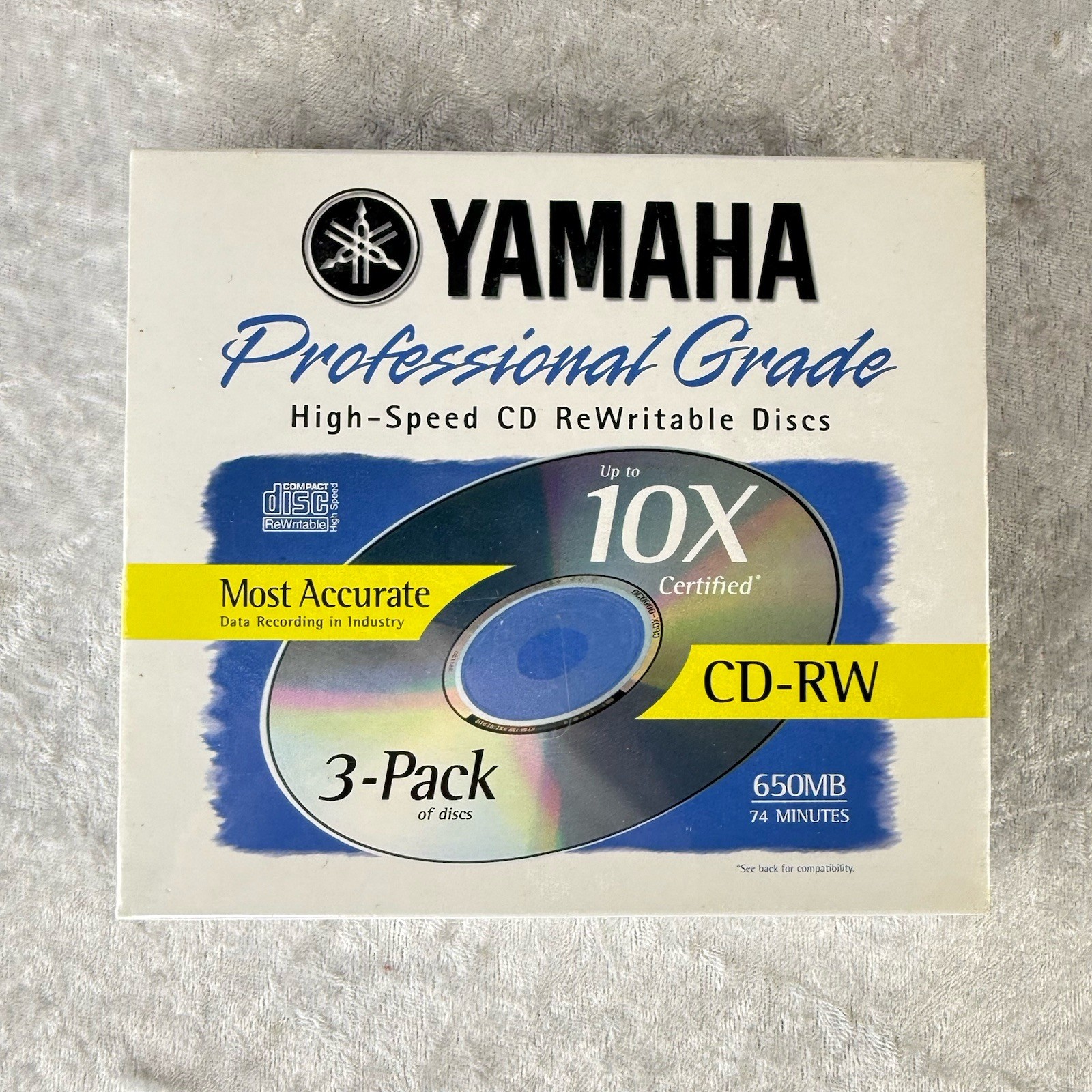 3-Pack Yamaha Professional Grade High-Speed CD Rewritable Discs - New, Sealed