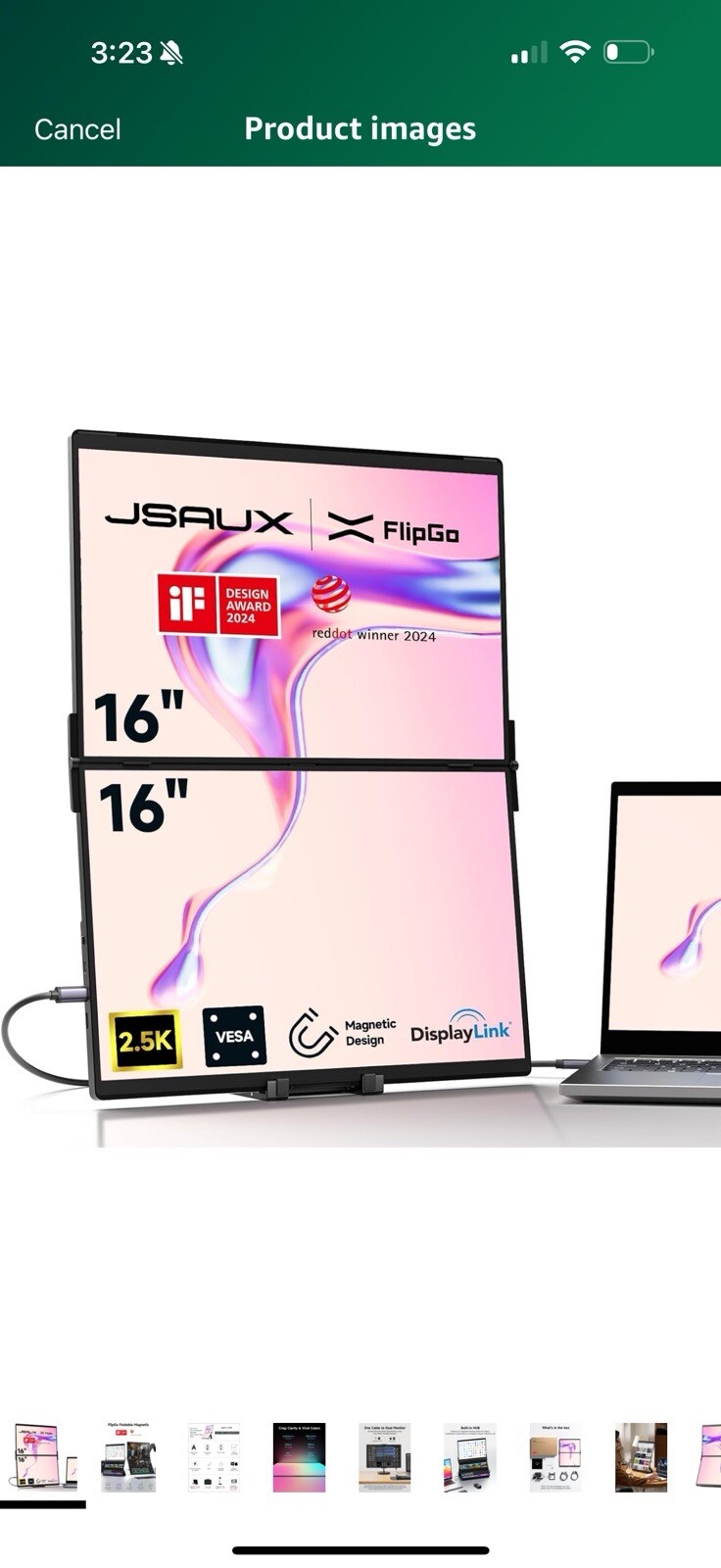 JSAUX FlipGo 16" Pro 2.5K Dual Screen Portable Monitor