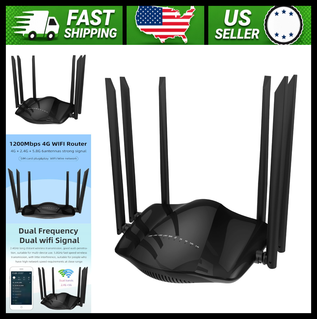 Dual-Band 4G LTE Wi-Fi Router with SIM Card Slot
