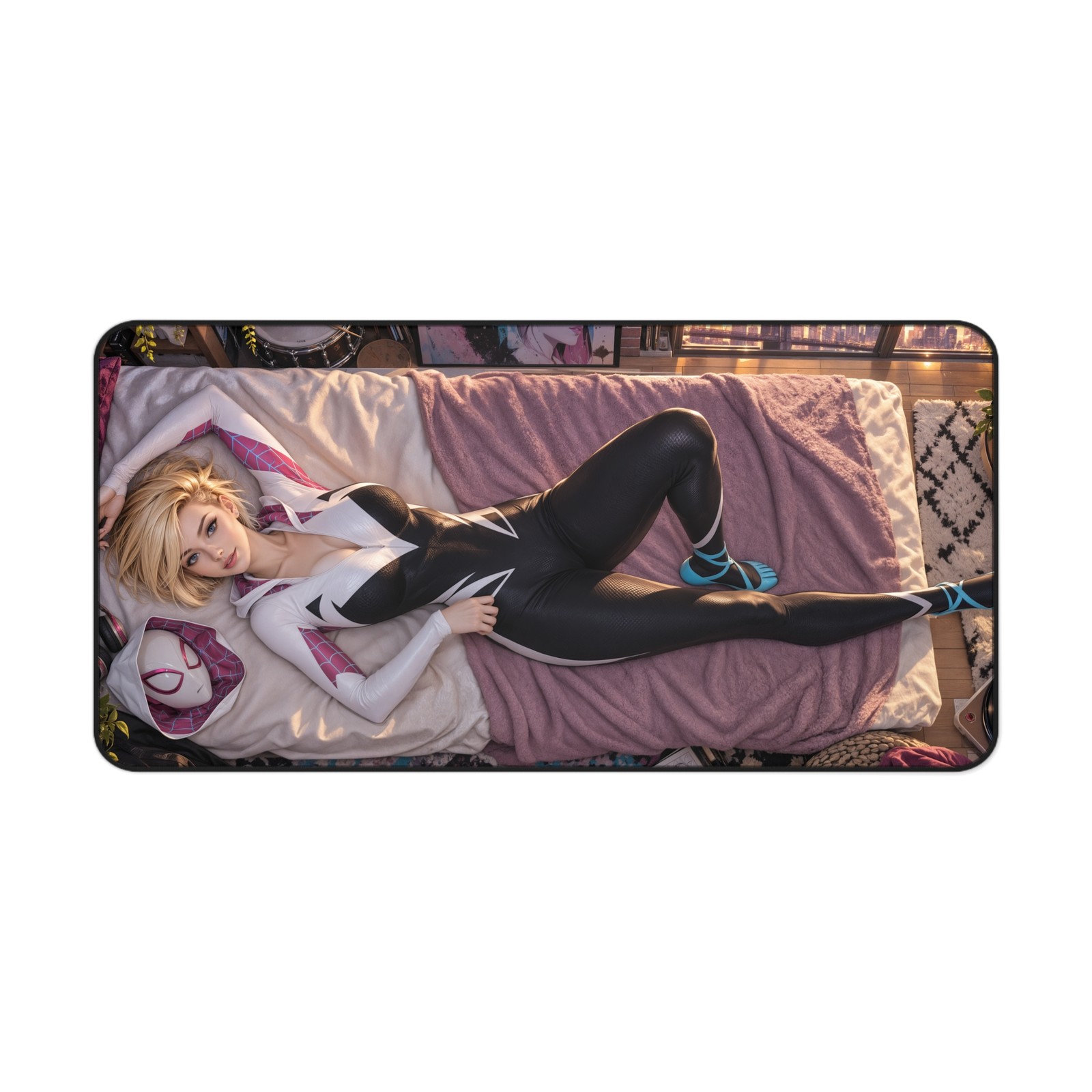 Spider-Gwen Large Mouse Pad Pink White Character Art Keyboard Desk Mat