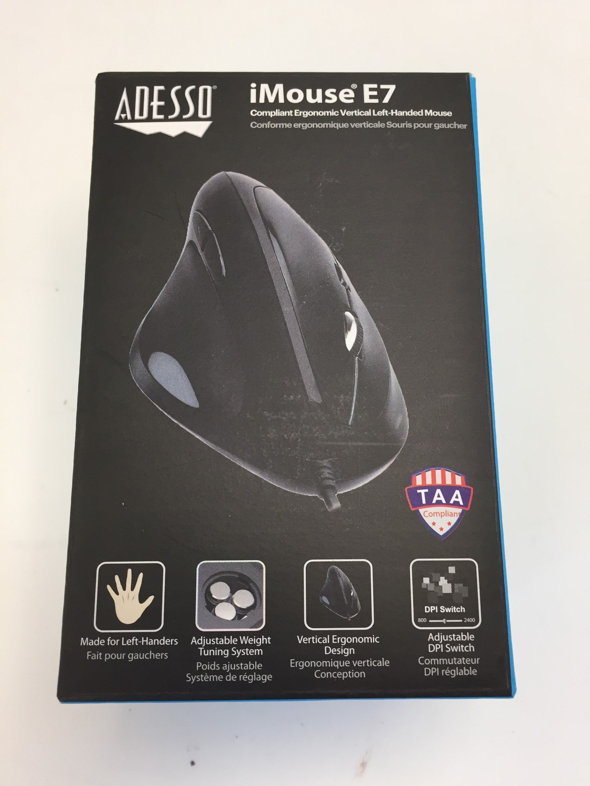 NEW ADESSO iMOUSE E7 COMPLAINT ERGONOMIC VERTICAL LEFT-HANDED USB  MOUSE SEALED