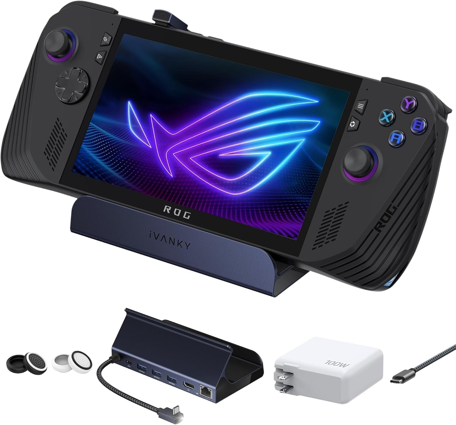 Legion Go/Rog Ally X/ROG Ally/Steam Deck Dock with 100W PD Charger, 8-In-1 Hub D