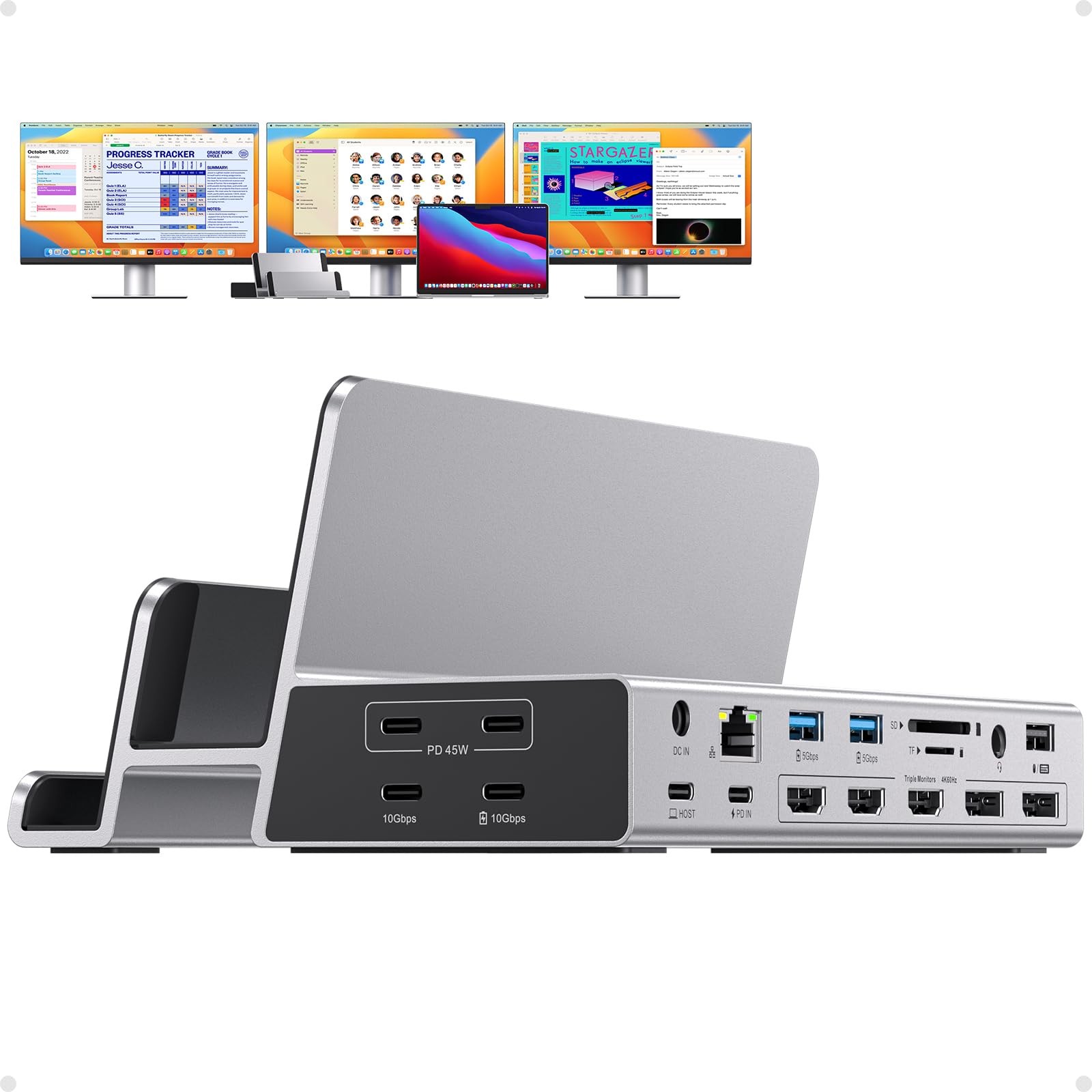 PULWTOP 19 in 1 Triple Display Docking Station for MacBook