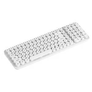North Full Size Wireless Retro Typewriter Keyboard White Round Keys