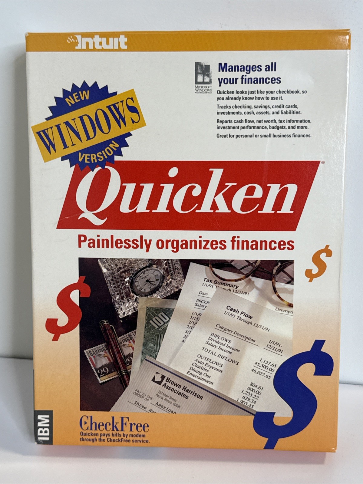 Intuit Quicken 1.0 Windows IBM Personal Finance Software W/ Disks Vintage 1991
