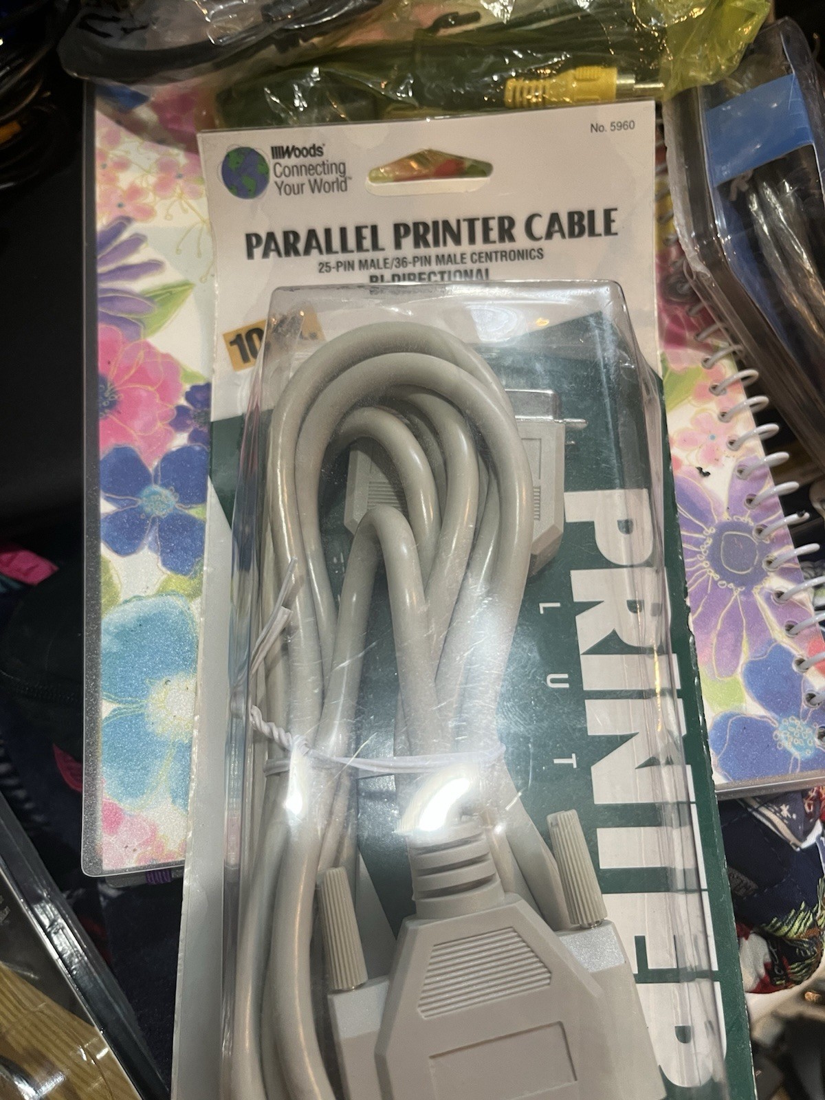 Woods Parallel Printer Cable 10’ 25 Pin Male 36 Pin Male Bi Directional New